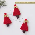 Three red wool felt Christmas tree ornaments with gold bows and 6.5cm height - Wool Felt (Red Christmas Tree)