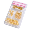 Golden dreadlock hair beads kit with hollow metal rings and gold cord in package - Style 5 (Gold Large Hollow)