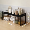 Single tier black carbon steel kitchen storage rack with dimensions 50.7x20x18cm - 50cm Black Frame + Black Board