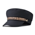 Detail of the black canvas sailor hat featuring a stylish leopard print chain band - L (58-60cm) / Leopard Chain Navy Blue