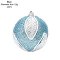 Blue 8cm foam Christmas ball with silver leaf patterns and white 3D textured outlines - Diameter 8cm / Blue