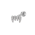 Clou d'oreille cartilage argenté en forme de couronne avec zircons et boule vissée - Style Couronne en Forme de M Argenté (24042601-4)