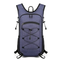 Blauw-paarse fietsrugzak met elastische koorden en ademende zijzakken van mesh-stof - Donkerblauw