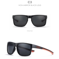 Detail view of KDEAM C3 black polarized sports sunglasses with orange temple accents - C3-Non-Mirror Black