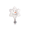 Christmas snowman snowflake brooch pin featuring white glitter and sparkling crystals - Snowman Snowflake Ball (YNCP7019)