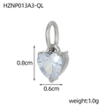 Delicate silver heart-shaped stainless steel pendant with clear cubic zirconia stone - Steel Color White Zircon Pendant