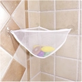 Triangle mesh toy organizer with suction cups for white bathroom corner storage - White Triangle Bag