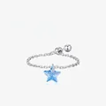 S925 sterling silver chain ring with a blue star pendant and adjustable sliding bead - Adjustable Open / Blue Star (925 Sterling Silver)