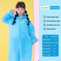 Sky blue long waterproof EVA raincoat for children with hood and drawstring - Kids One Size / Blue (Kids)