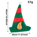 Striped red and green Christmas elf hat with brown ears and dimensions 48x30cm - Non-woven Style