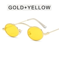 Lunettes de soleil vintage à monture dorée étroite et verres teintés jaunes - Monture Dorée Verres Jaunes