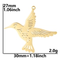 Detailed view of hummingbird pendant dimensions with height 27mm and width 30mm - Pendant Only / Gold