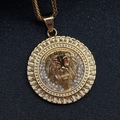 Nahaufnahme von 316L Edelstahl Löwenkopf-Anhänger mit roten Edelsteinen und Kristallen - Gold Mit Roten Augen (Nur Anhänger)