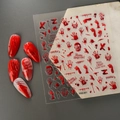 3D embossed Halloween nail stickers with bloody handprints and skulls design - Horror Blood Handprint Skull Style (FEB-891)