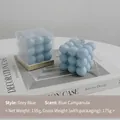 Bluebell scented bubble candle in grey-blue cube shape with gift box packaging - Grey Blue (Blue Bell) Shrink Wrapped