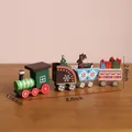 Four-section wooden Christmas train decor with reindeer and gift motifs, 22.5cm long - 22CM Green Mini Train
