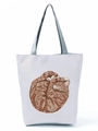 Close-up of durable canvas fabric and orange tabby cat illustration on the tote bag - Sleeping Orange Cat Print (hl3551)