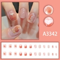 Rosa Ombre Kunstnägel Set mit 24 Stück, verziert mit Rosen und Herz-Elementen - Verlauf Rote Rose Herz Stil (A3342【Klebertyp】)