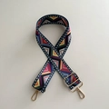 Adjustable 38mm woven canvas strap with colorful geometric pattern and gold hardware - Green Checkered