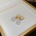 22# Ohrclip - Goldenes Quadrat Zirkonia Perle