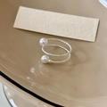Elegant multi-layer spiral silver ring featuring white pearls and twisted rope texture - Double Pearl Open Style / Silver