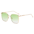 Modern oversized square sunglasses with gold metal frame and green gradient lenses - Gold Frame Gradient Green Lens