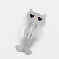 Cute silver cat hair clip with heart sunglasses and pink accents for girls - Black Heart Leopard