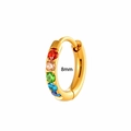 8mm gouden roestvrijstalen cartilage oorring met vijf kleurrijke zirkonia steentjes - 8mm / Goud Regenboog