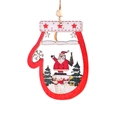 Ciondolo natalizio in legno a forma di guanto con bordo rosso e Babbo Natale dipinto - Babbo Natale in Piedi