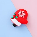 Barrette de Noël en forme de gant rouge avec flocon de neige et détails de houx - Gants