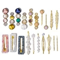 Fashionable set of marble acetate and pearl hair clips in assorted candy colors - E Set