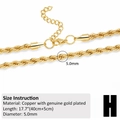 Close-up of 5mm gold-plated twist rope chain with lobster clasp and extension - Gold (5.0mm)