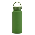 Grass green matte stainless steel vacuum insulated water bottle with wide mouth lid - Army Green