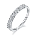 Elegant 925 sterling silver moissanite eternity ring with square cut stones in silver finish - Princess Cut