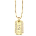 Detailed macro view of gold-plated Z initial rectangular pendant with cubic zirconia stones - Letter Z