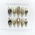 Luxe goud en zilver verloop kunstnagels met 3D-steentjes en metalen bedeltjes - Extra Klein (XS) / Boeien van de Gelovige (236)