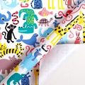Cartoon animal pattern gift wrapping paper with grid lines for precise cutting - Cartoon Animals / 43cm*3m