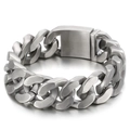 Herren Armband aus matt gebürstetem Edelstahl, Panzerkette mit Rechteckverschluss - Matte Mattierte Ausführung (KB53906-D)