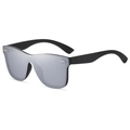 Polarized shield sunglasses with silver mirrored lenses and black matte frames - One Size / Black Frame/Silver Mirror Lens