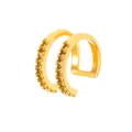 Zweilagige goldene Ohrmanschette mit Reihen aus lebhaften, bunten Zirkoniasteinen besetzt - Gold Mehrfarbiger Zirkonia (KCGoldX835)