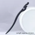 Pasador de pelo de ébano negro de 17,5cm con tallado de nubes para moños elegantes - Imitación Ébano Solanum