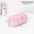 Pink holographic quilted cosmetic bag with puffy finish and zipper closure 40g - Pink Pencil Case / Pink