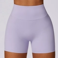 High waisted lavender yoga shorts in cloud-feel fabric with seamless butt lifting design - Romantic Purple