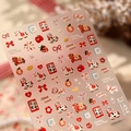 5D embossed New Year nail stickers with festive red pony and firework patterns TL-454 - New Year Cartoon Pony Style(TL-454)