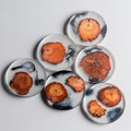 6er-Set japanische Untersetzer aus Harz und Holz mit schwarzem Raucheffekt und Holzmaserung - 6-teiliges Runder Kiefernholz Untersetzer Set