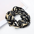 Zebra print velvet scrunchie with golden spots for high elasticity hair styling - Style 5 Zebra Pattern with Gold