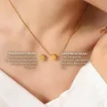 Collana a serpente in acciaio dorato con ciondolo scorrevole bifacciale carattere Fu - 40+5cm / Oro