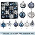 Blue and silver 6cm Christmas ornaments set with snowflake patterns and star shapes - Blue Silver White / 44pcs Set