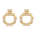 Elegant gold plated bamboo hoop earrings featuring sparkling pave-set cubic zirconia crystals - Style A: Gold