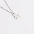 Collier avec pendentif ours en acier titane poli pour homme et chaîne argentée lisse - Argent